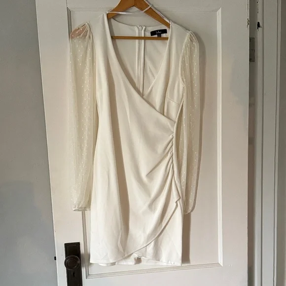 long sleeve dress flared sleeves Andrea Leo Fully Pearl Beaded Long Sleeve Dress Fit and Flare A0997